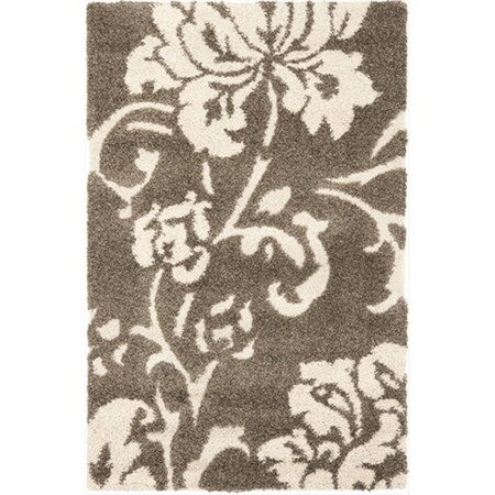 Safavieh 3 ft. 3 in. x 5 ft. 3 in. Small Rectangle Dark Brown and Smoke Florida Shag Rug SG458-7913-3